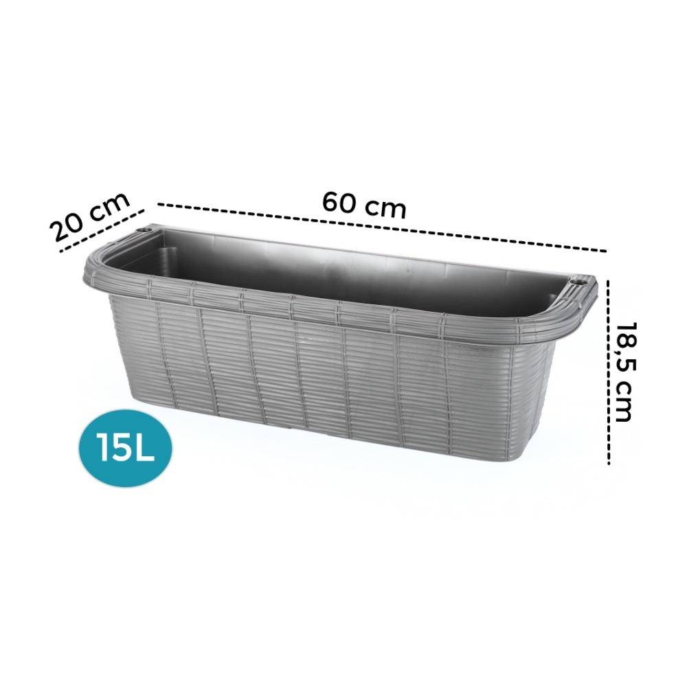 Balkonkasten Rattan Optik für Geländer anthrazit