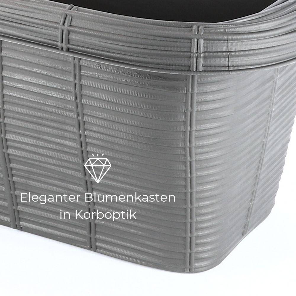 Balkonkasten Rattan Optik für Geländer anthrazit
