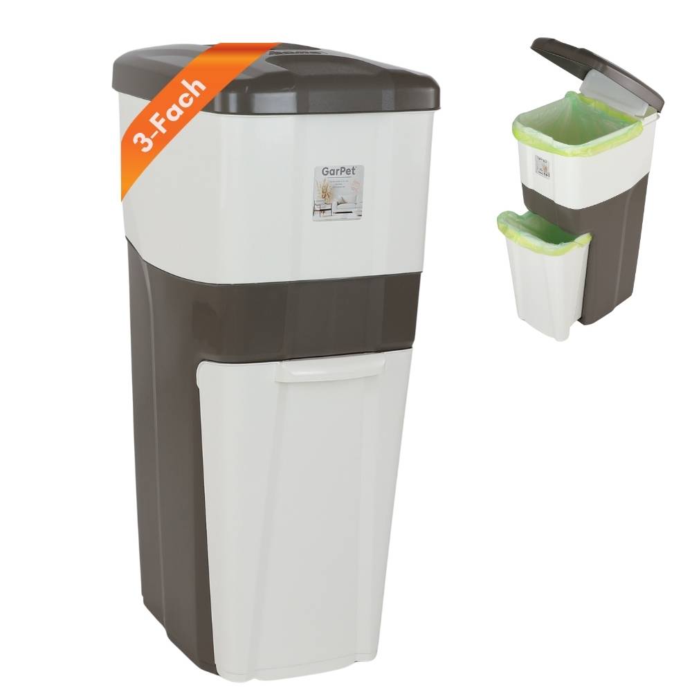 Mülleimer Küche 3 Fächer Groß Mülltrennsystem 70 Mülltrennung Mülltrenner Abfallsammler Müllsortierer 3Fach Müllsystem Küche Abfall & Recycl