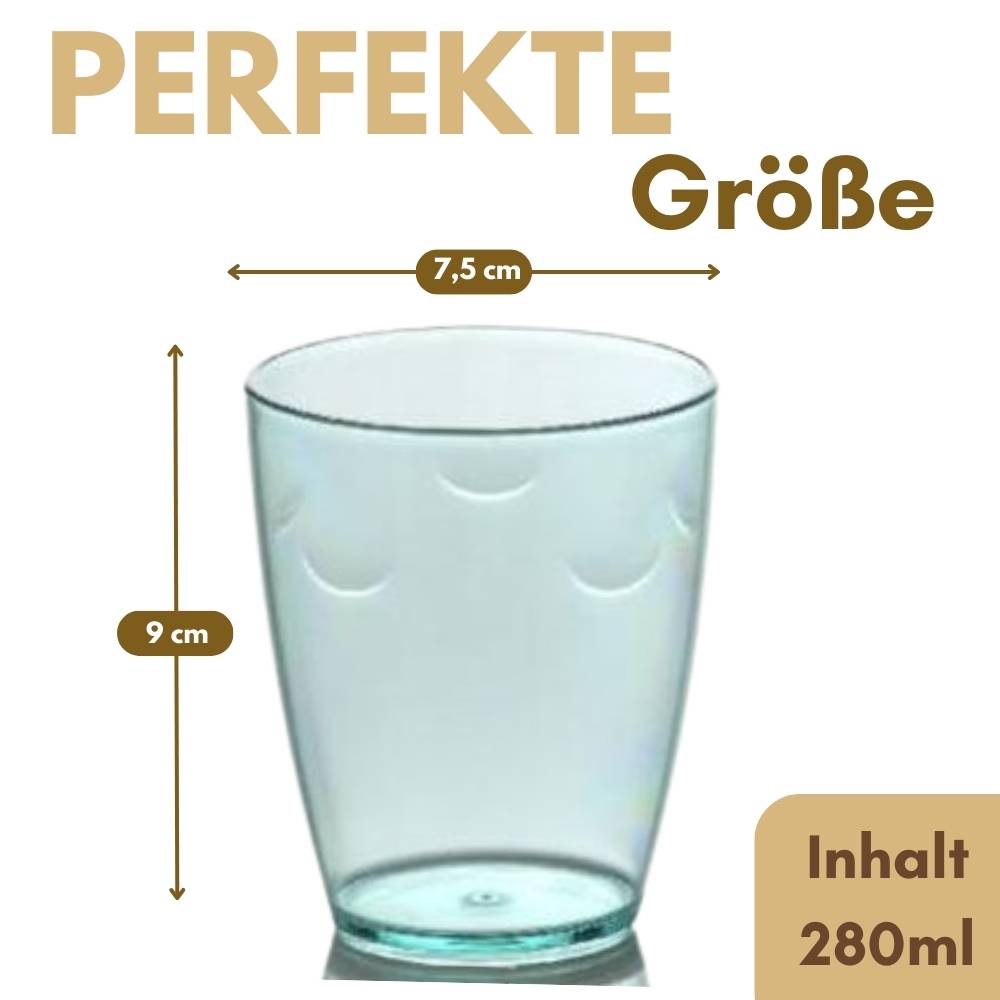 Trinkgläser Set 8er Wassergläser Set Plastik 280 ml Acrylglas Becher Bunte Gläserset Camping Gläser Kunststoff Trinkgläser Kinder