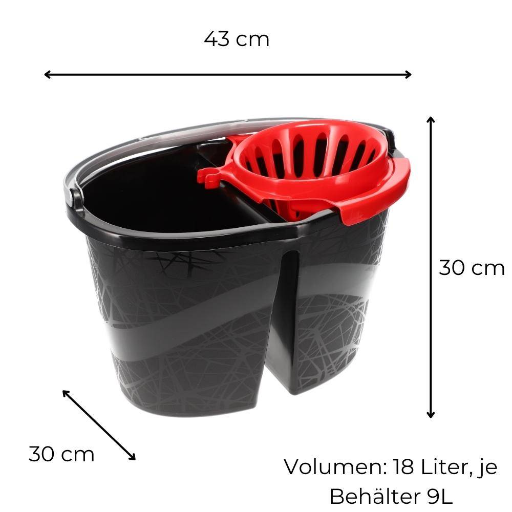 Wischeimer 18 L Putzeimer mit Presse Zweikammer Zweigeteilter Eimer Auswringer