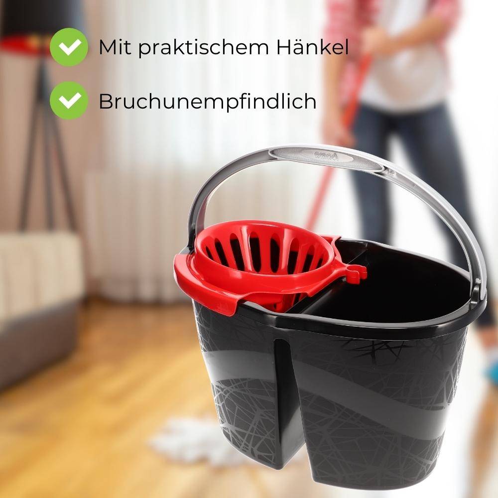 Wischeimer 18 L Putzeimer mit Presse Zweikammer Zweigeteilter Eimer Auswringer