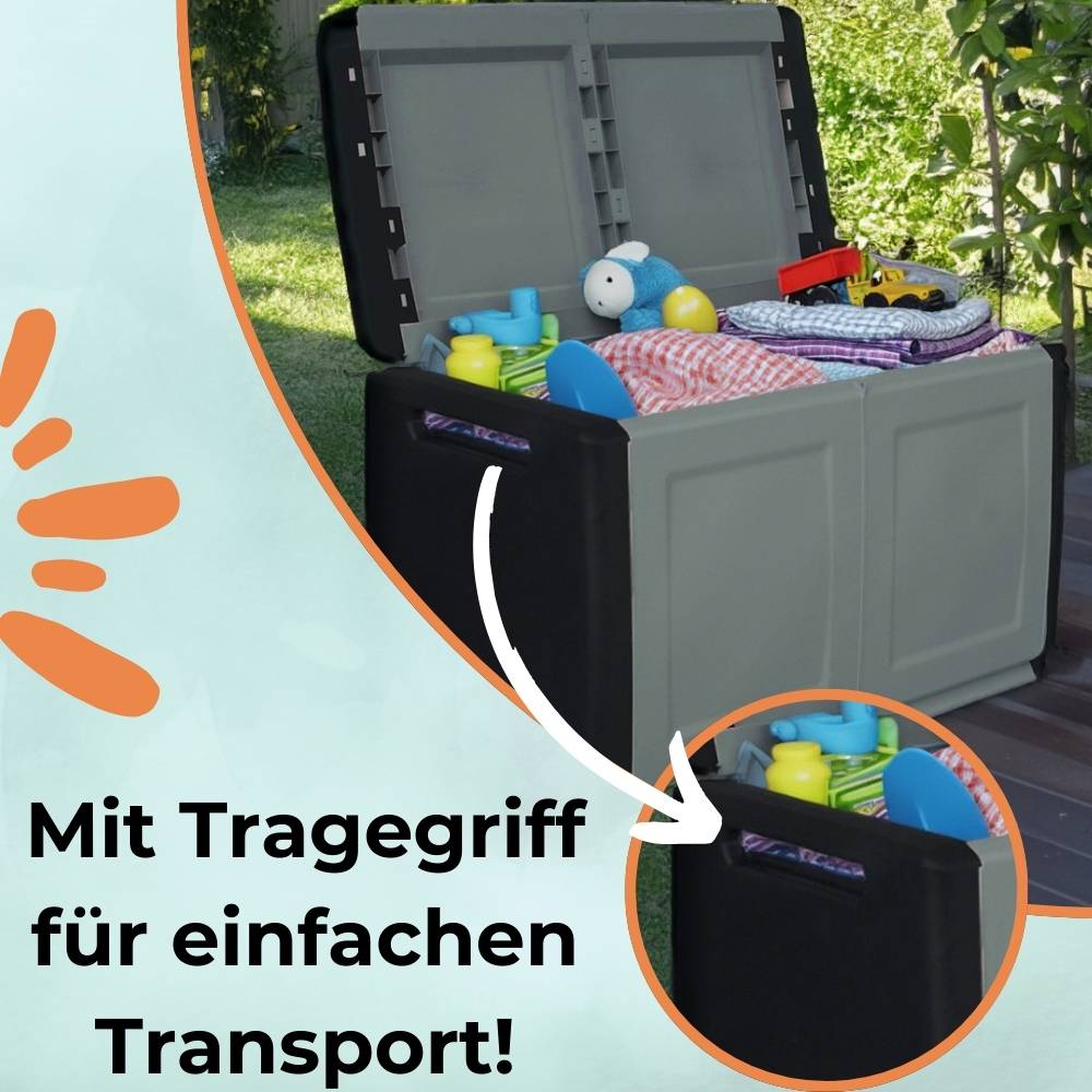 Gartenbox Auflagenbox Box für Gartenauflagen Terrasse Aufbewahrungsbox Garten Kissenbox Outdoor Gartentruhe XL Wetterfest 290 L
