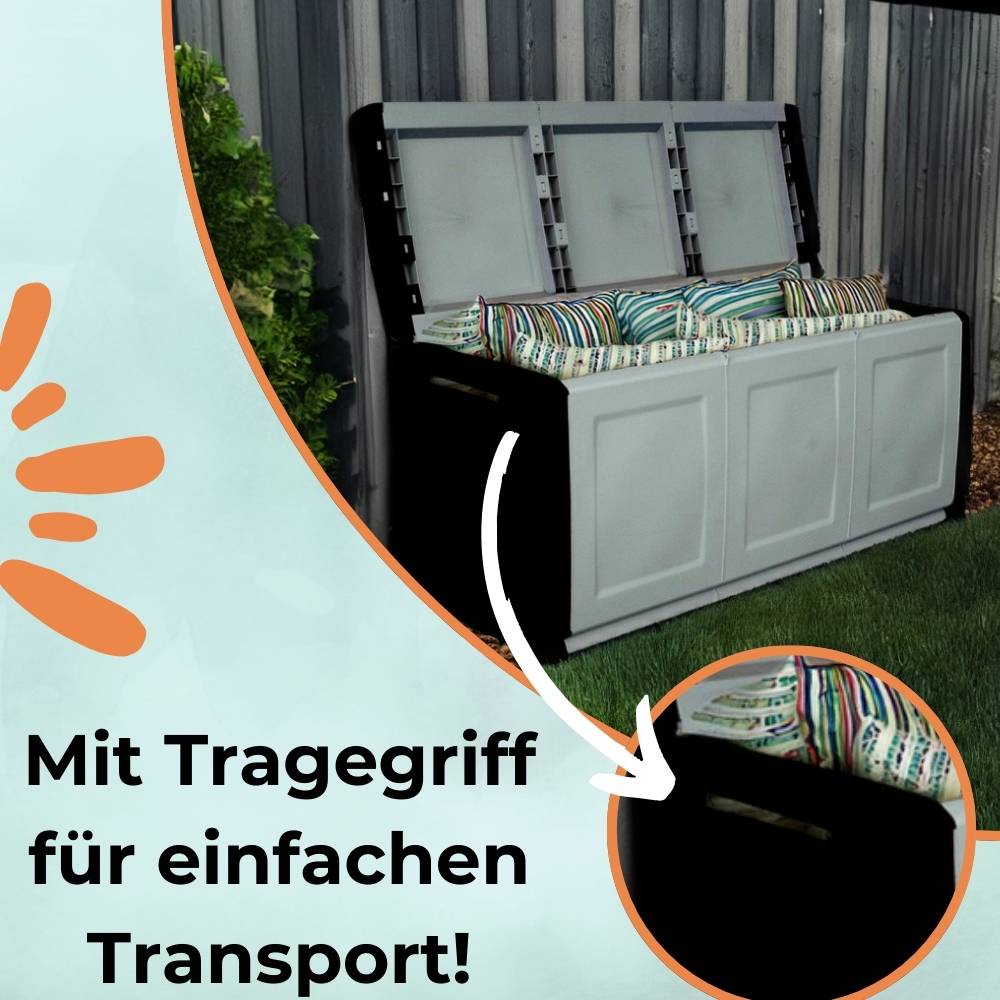 Gartenbox Auflagenbox Box für Gartenauflagen Terrasse Aufbewahrungsbox Garten Kissenbox Outdoor Gartentruhe XXL Wetterfest 410 L