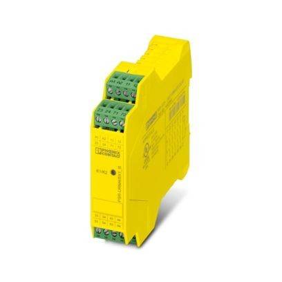 Ein weißer, kompakter Elektrosteckverbinder mit drei Anschlusspunkten, die für sichere Drahtverbindungen ausgelegt sind, mit der Bezeichnung 'Phoenix Contact'.