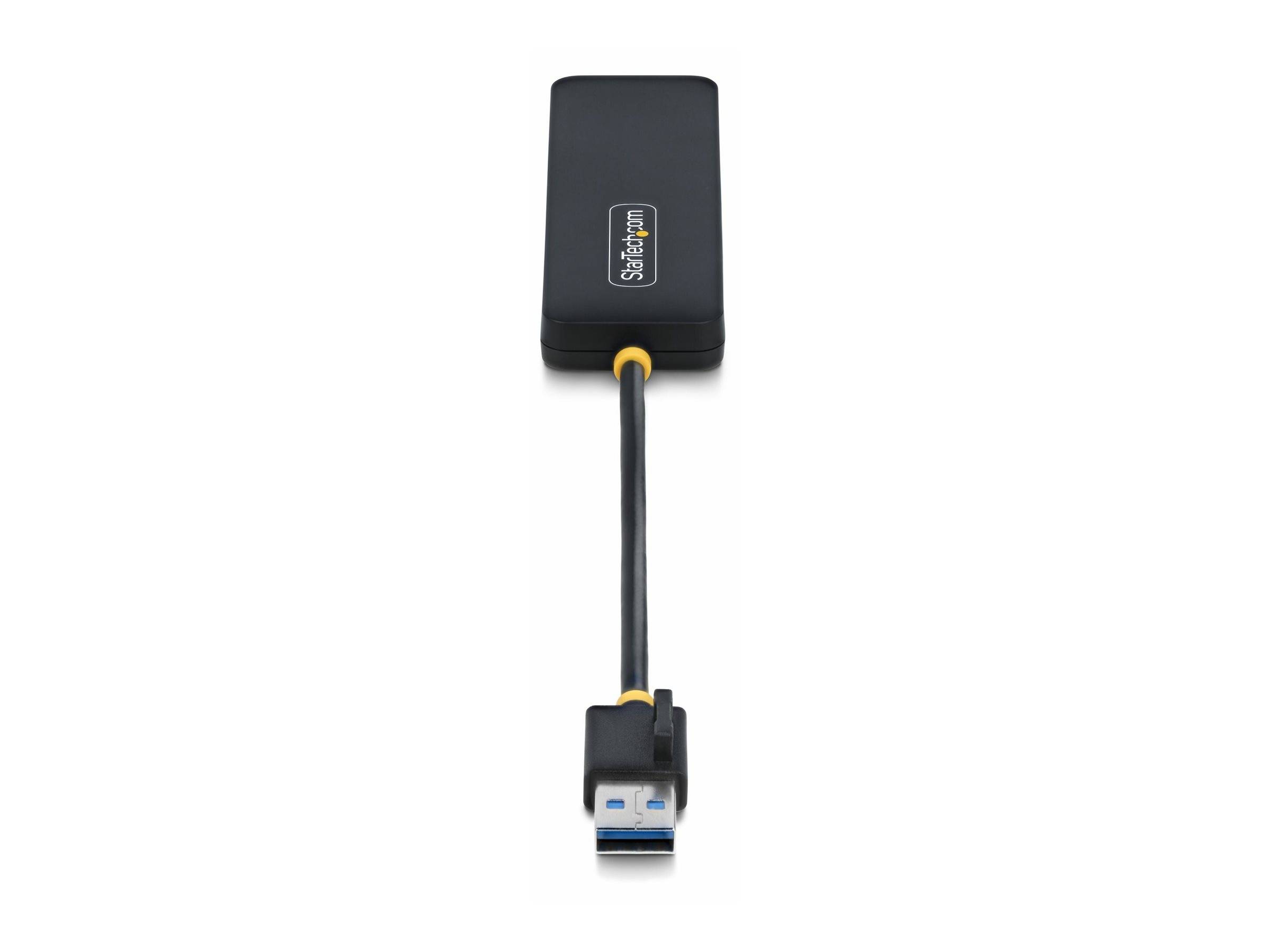 USB 3.0-Adapter/Dongle mit einem kurzen Kabel und blauem USB-A-Stecker auf weißem Hintergrund.