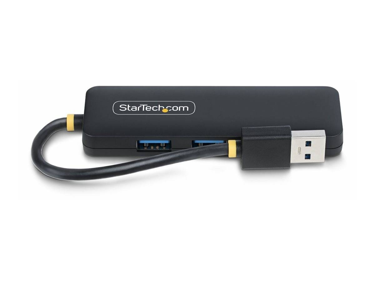 StarTech.com USB-C-Hub mit mehreren USB-Anschlüssen und angeschlossenem Kabel, dargestellt auf weißem Hintergrund.