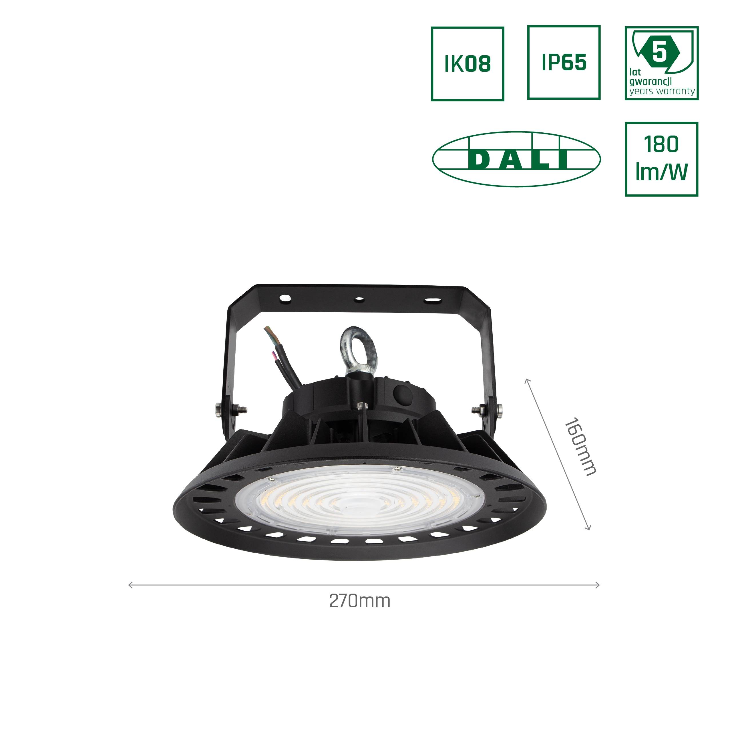 Spectrum LED PLATEO 3 HIGH BAY 100W Hallenleuchte 18000lm schwarz 90° 230V IP65 IK08 Neutralweiß 4000K DALI