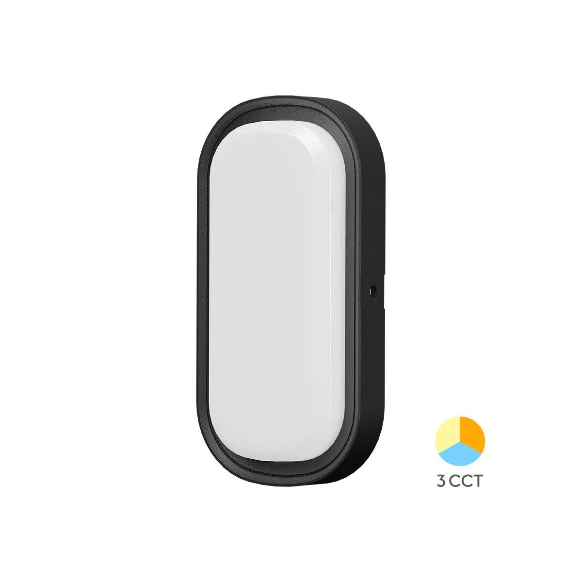 LED Außenbeleuchtung 18W Oval IP65 CCT 3 Farbstufen Schwarz