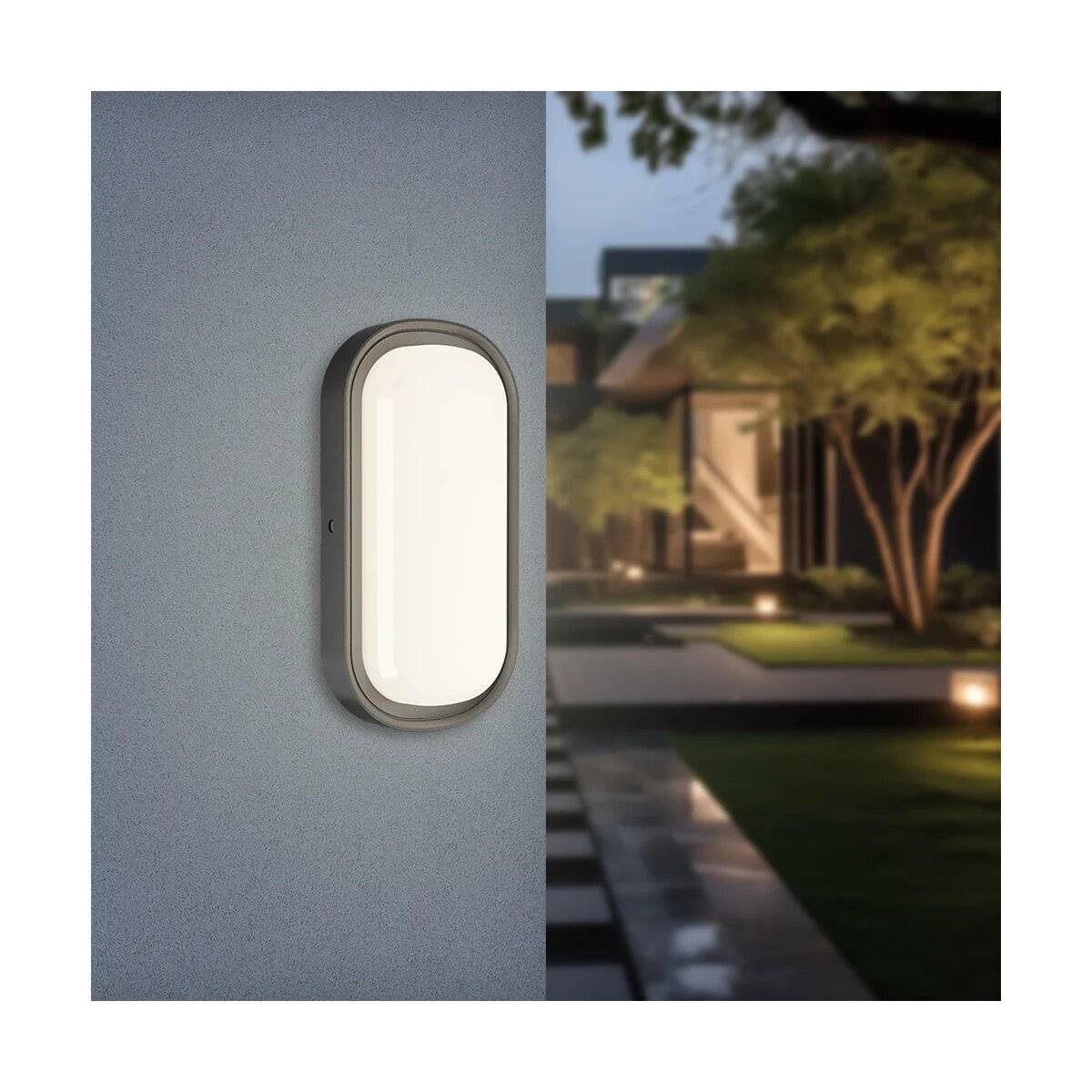 LED Außenbeleuchtung 18W Oval IP65 CCT 3 Farbstufen Schwarz