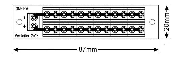 V2x12 Stromverteiler Verteiler Platine 8A belastbar Modellbau Gleich- und Wechselstrom