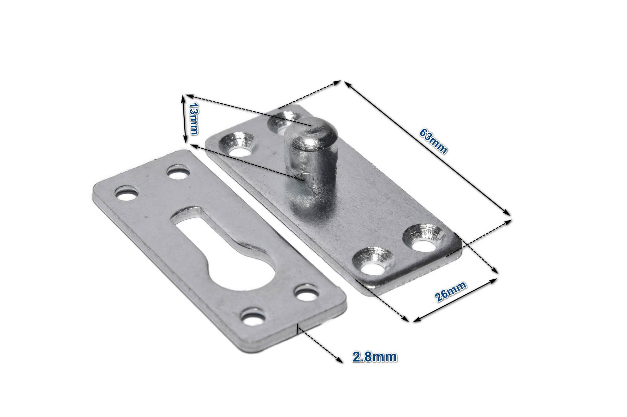 Möbelverbinder Steckverbinder Bett Metall verbinder 9-03 verzinkt 26x63mm