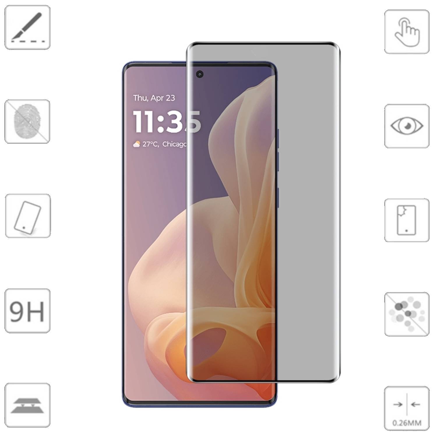 Für Motorola Moto G85 5G 1x 4D Privacy Display Full Curved H9 Hart Glas Folie Schutz