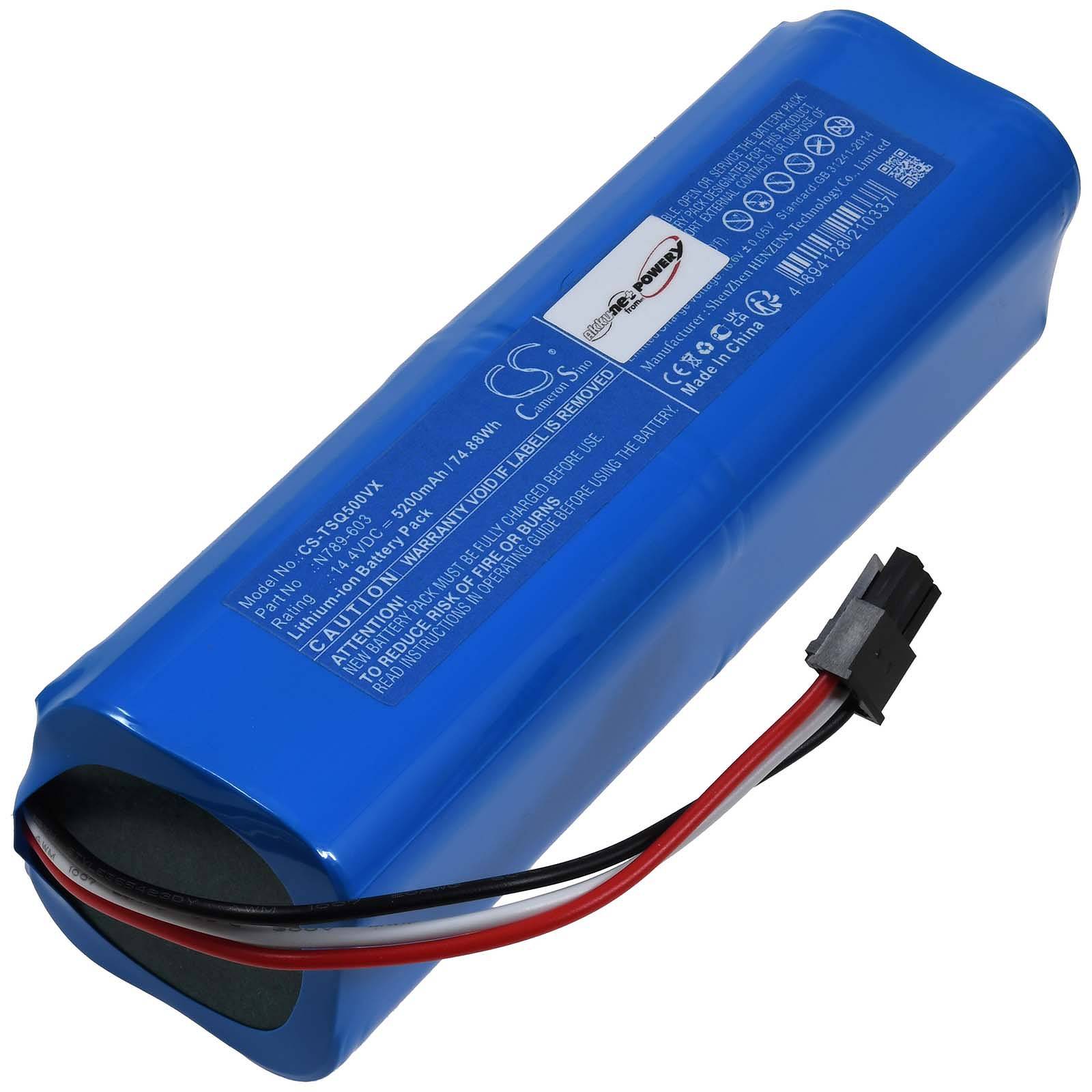 Powery Akku passend für Saugroboter Tesla RoboStar iQ500 iQ600 Typ N789-603, 14,4V, Li-Ion