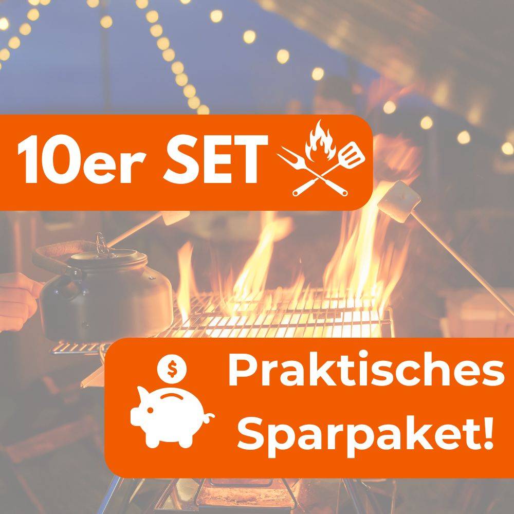 Grillspieß Lagerfeuer 100cm lang 10 Stück im Set Lagerfeuerspieße Wurstspieße extra langer BBQ Spieß für Feuerschale Holzgriff Grillgut Brot Mar