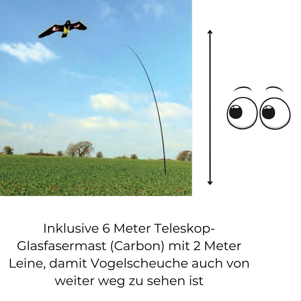 Vogelscheuche 6 Meter Garten Black Hawk Vogelabwehr Vogelschreck Drachen Adler Taubenabwehr Spatzenabwehr
