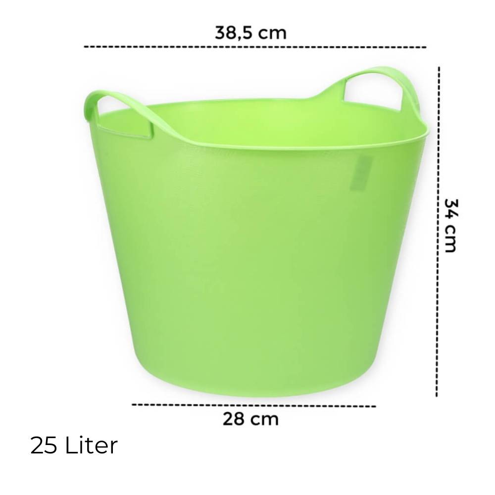 Flexibler Eimer 25 L Wäschewanne Mehrzweckkorb Wäschekorb flexibel rund Gartenkorb Flexible Wanne Plastikkorb mit Henkel Futtertrog Pferd