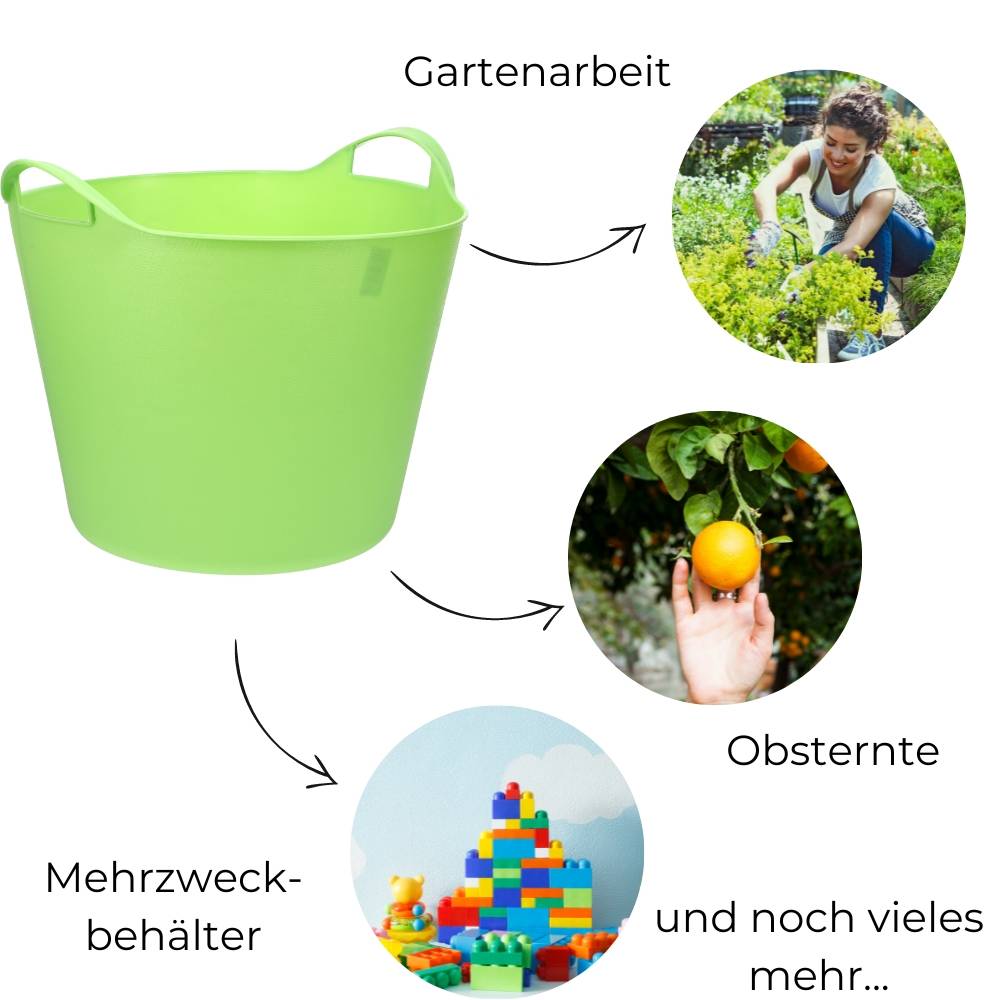 Flexibler Eimer 25 L Wäschewanne Mehrzweckkorb Wäschekorb flexibel rund Gartenkorb Flexible Wanne Plastikkorb mit Henkel Futtertrog Pferd