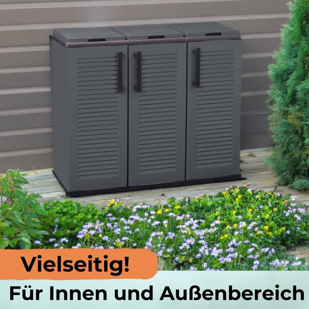 3-Fach Mülltrennsystem Garten Schrank Müllbox Trennsystem Müll Abfall Sack Eimer