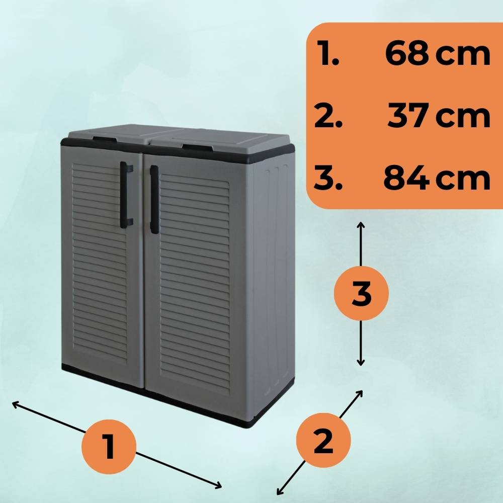 2-Fach Mülltrennsystem Garten Schrank Müllbox Trennsystem Müll Abfall Sack Eimer