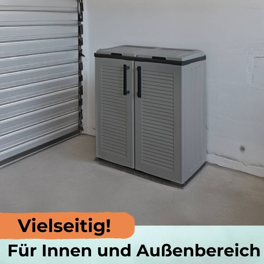 2-Fach Mülltrennsystem Garten Schrank Müllbox Trennsystem Müll Abfall Sack Eimer