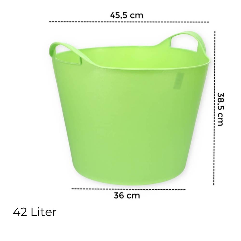 Flexibler Eimer 42 L Wäschewanne Mehrzweckkorb Wäschekorb flexibel rund Gartenkorb Flexible Wanne Plastikkorb mit Henkel Futtertrog Pferd