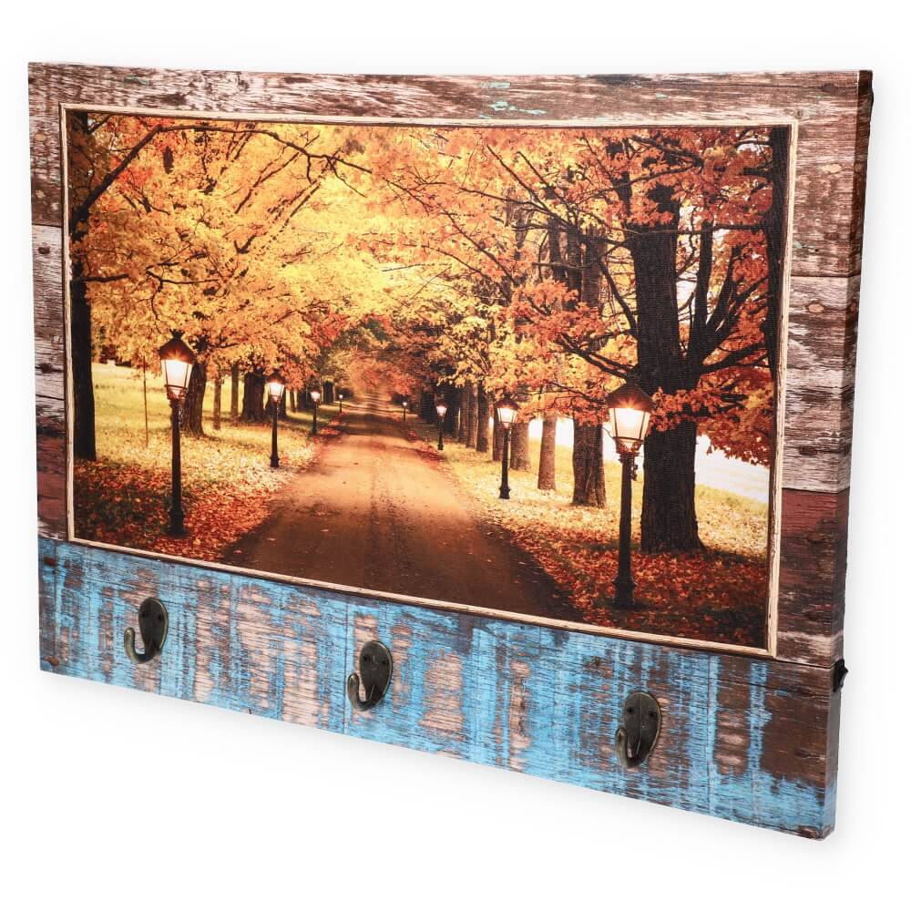 LED Schlüsselboard Holz Schlüsselleiste Flur Leinwand Schlüsselbrett Schlüsselhalter Garderobe