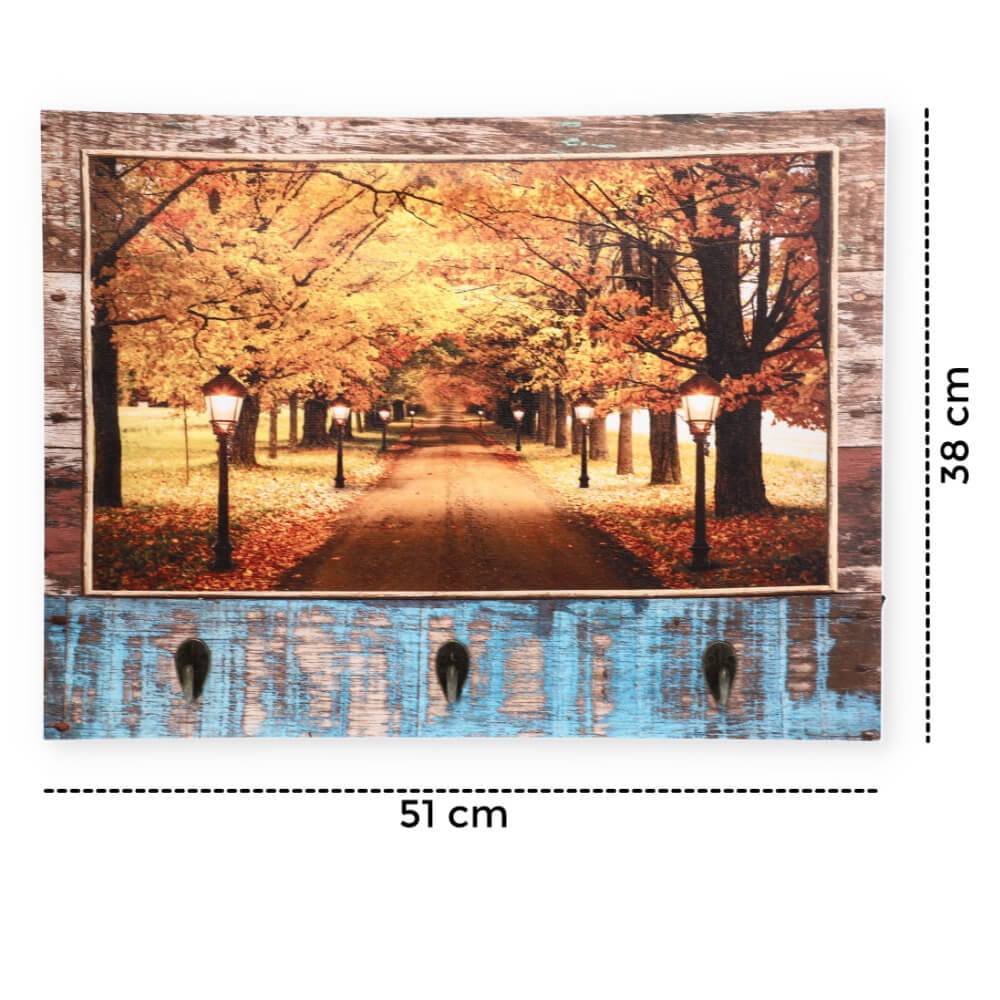 LED Schlüsselboard Holz Schlüsselleiste Flur Leinwand Schlüsselbrett Schlüsselhalter Garderobe