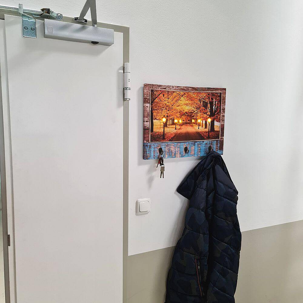 LED Schlüsselboard Holz Schlüsselleiste Flur Leinwand Schlüsselbrett Schlüsselhalter Garderobe