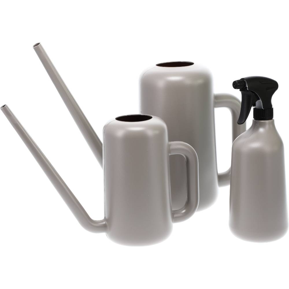 Gießkannen + Pflanzensprüher 3er Set Zimmerpflanzen Indoor Design Blumensprüher Sprühflasche leer Blumengießkanne