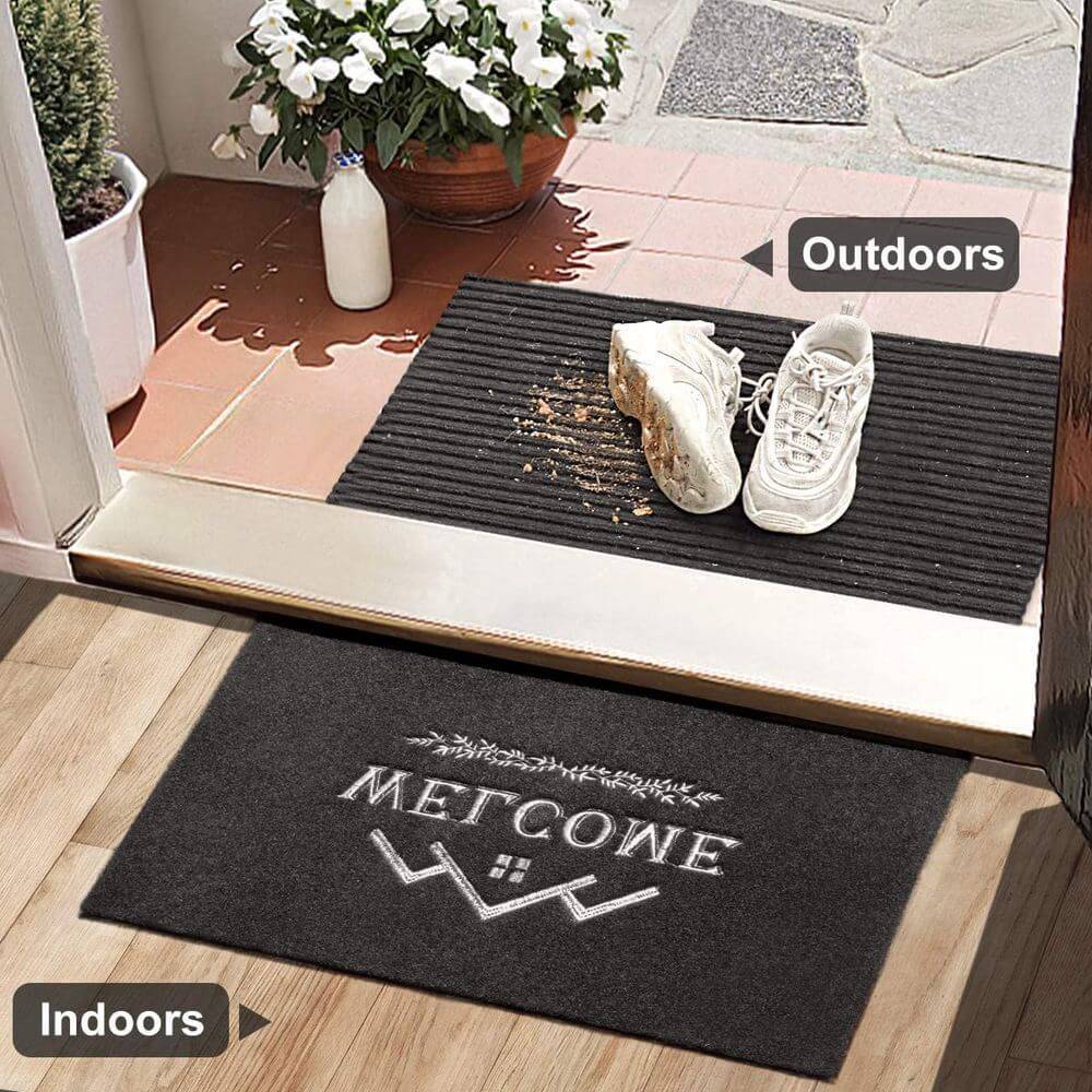 Fußmatte 2er Set Indoor Outdoor Haustür Schmutzfangmatte Türmatte Fußabstreifer