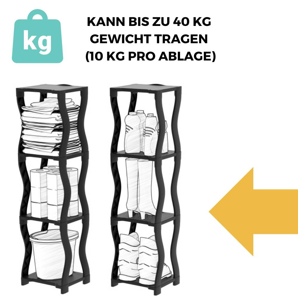 Regal für Mülleimer Set 3 und 4 Steckregal Kunststoff Haushaltsregal Kellerregal Lagerregal Garagenregal Küchenregal Keller