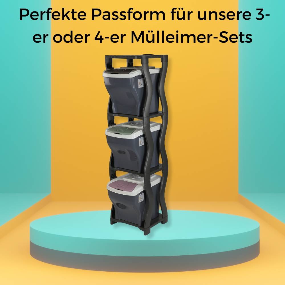 Regal für Mülleimer Set 3 und 4 Steckregal Kunststoff Haushaltsregal Kellerregal Lagerregal Garagenregal Küchenregal Keller