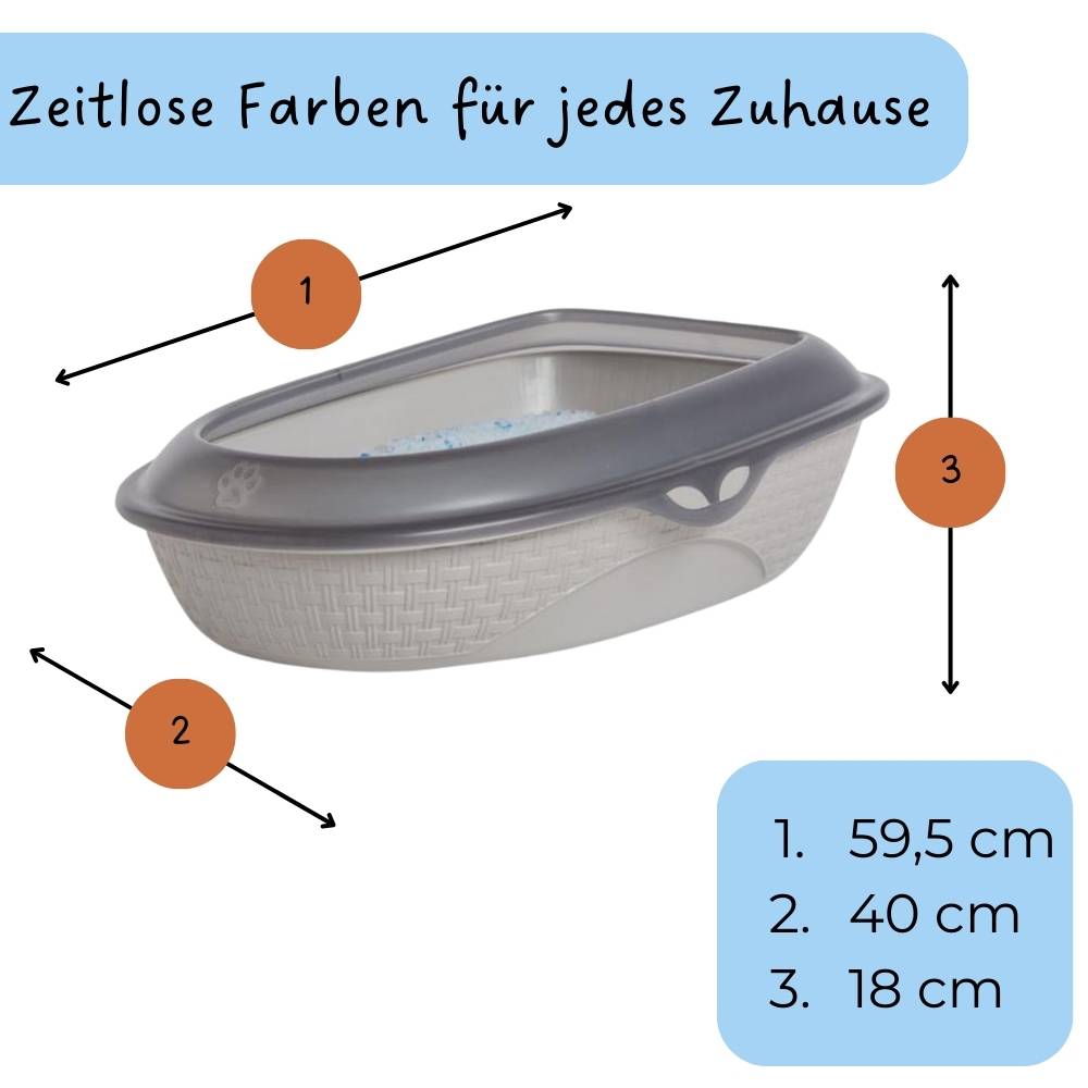 2x Katzentoilette XXL 60 cm Rattan Optik 2 Stück Dopplepack Katzenklo Katzen Schalen Toilette WC Rand