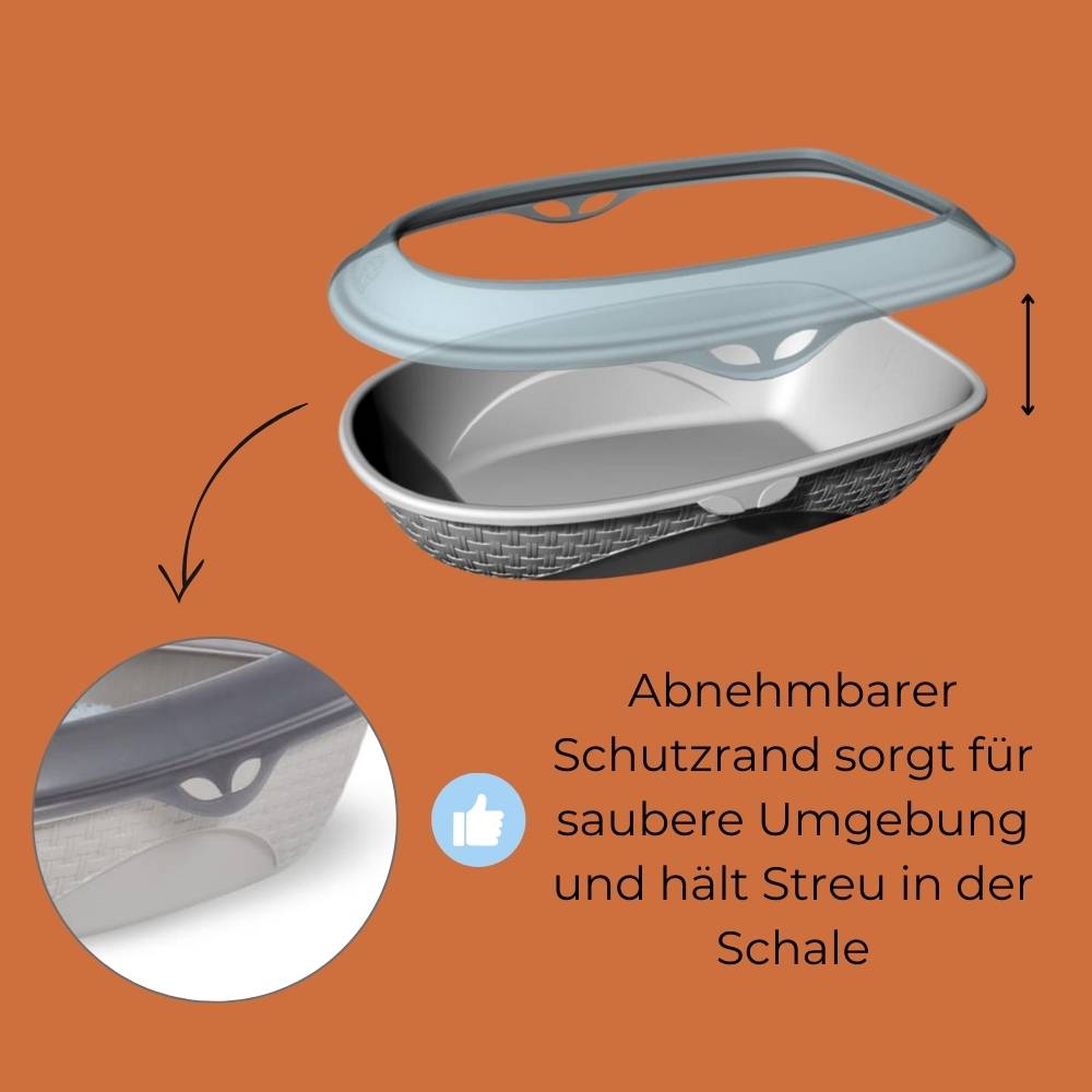 2x Katzentoilette XXL 60 cm Rattan Optik 2 Stück Dopplepack Katzenklo Katzen Schalen Toilette WC Rand