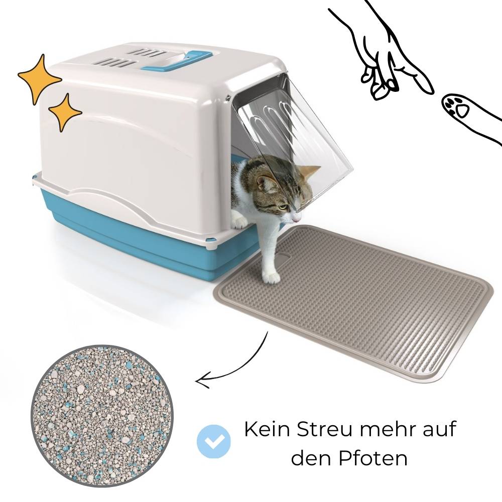 2x Katzenklo Matte Katzenstreu Katzentoilette Vorleger Katzenstreumatte Auffangmatte Grau Vorlegematte Doppelpack Sparpaket