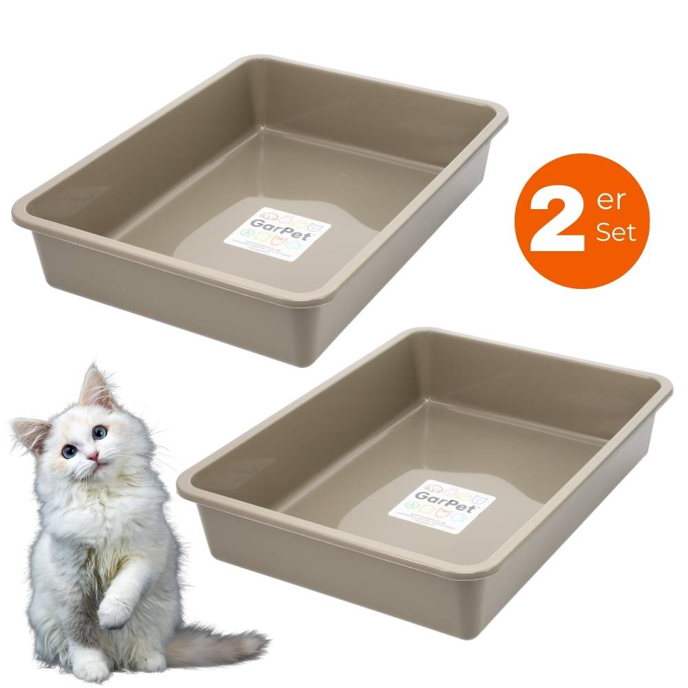 2x Katzenklo Katzentoilette offen ohne Deckel Katzen Schalentoilette Klo Toilette Zubehör Doppelpack Sparpaket