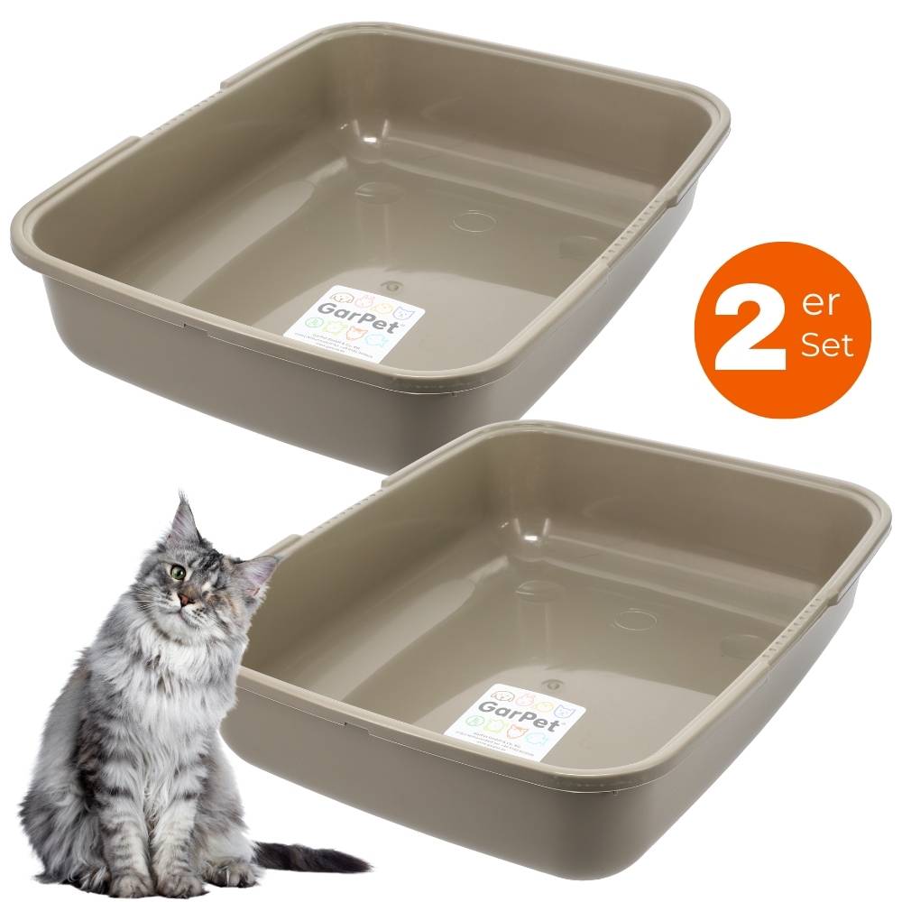 2x Katzenklo XL Katzentoilette offen ohne Deckel Katzen Schalentoilette Klo Toilette Zubehör Doppelpack Sparpaket