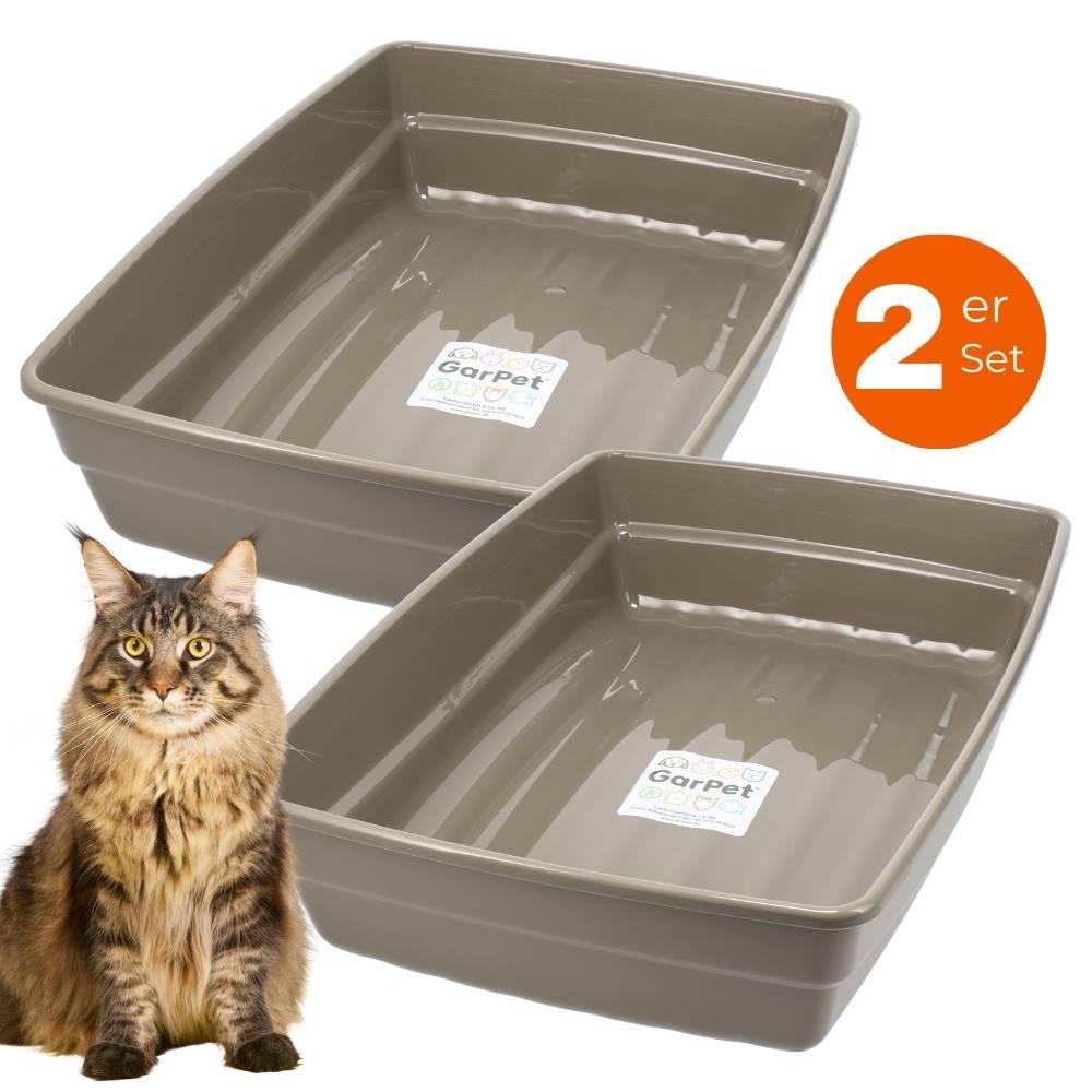 2x Katzenklo XXL Katzentoilette offen ohne Deckel Katzen Schalentoilette Klo Toilette Zubehör Doppelpack Sparpaket