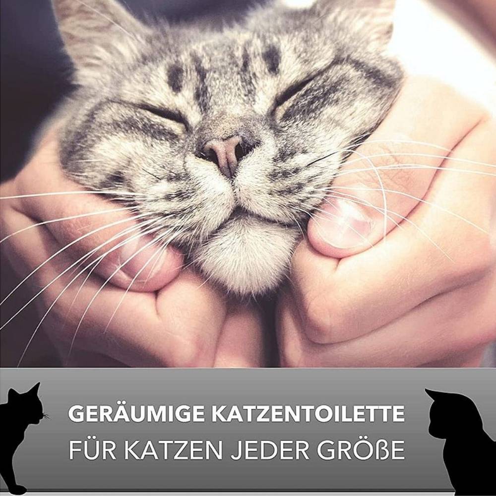 2x Hop In Katzenklo oben einstieg Katzentoilette geschlossen Top Entry Jump-In XXL Haubentoilette Groß Katzen Klo schwarz Doppelpack Sparpaket