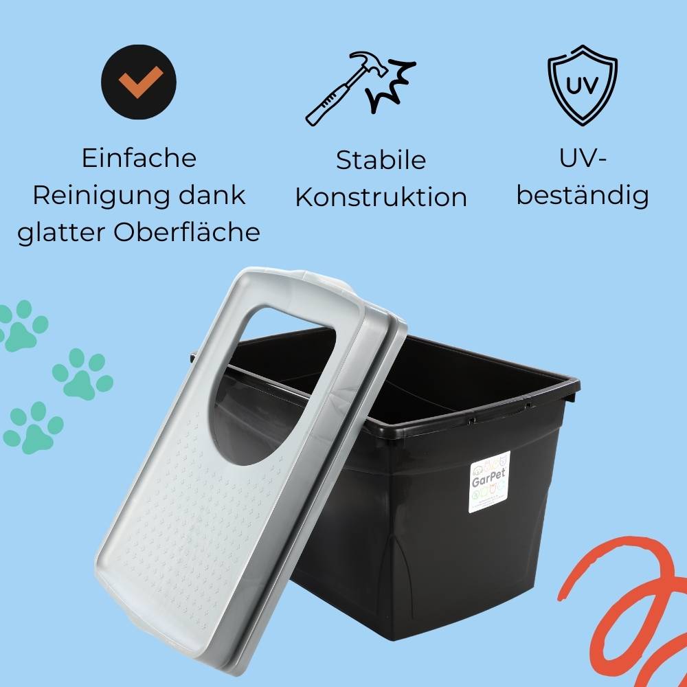 2x Hop In Katzenklo oben einstieg Katzentoilette geschlossen Top Entry Jump-In XXL Haubentoilette Groß Katzen Klo schwarz Doppelpack Sparpaket