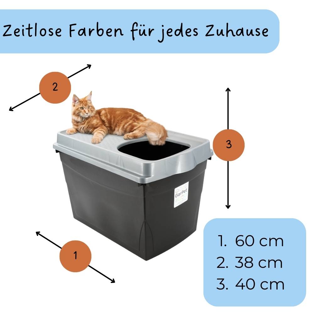 2x Hop In Katzenklo oben einstieg Katzentoilette geschlossen Top Entry Jump-In XXL Haubentoilette Groß Katzen Klo schwarz Doppelpack Sparpaket