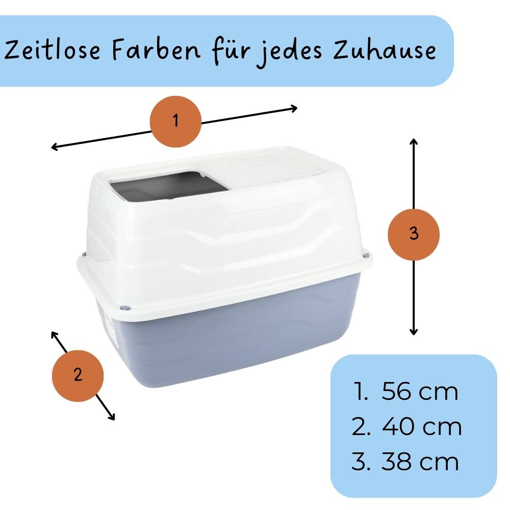 2x Hop In Katzenklo oben einstieg Katzentoilette geschlossen Haubentoilette Top Entry Jump-In XXL Katzen Klo Doppelpack Sparpaket
