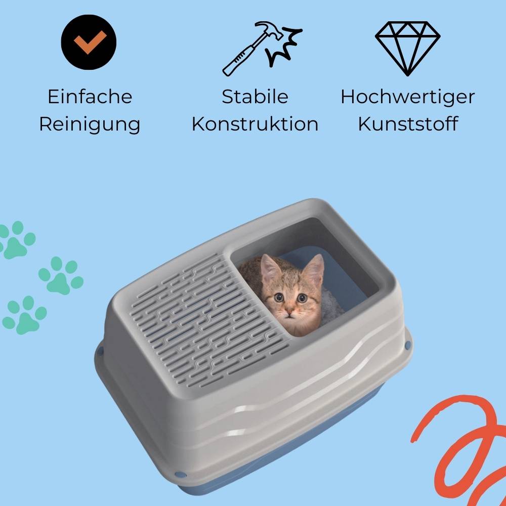 2x Hop In Katzenklo oben einstieg Katzentoilette geschlossen Haubentoilette Top Entry Jump-In XXL Katzen Klo Doppelpack Sparpaket