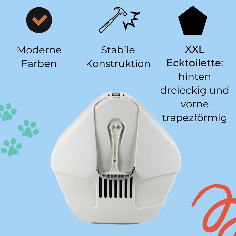 2x Große Eck Katzentoilette Katzenklo Ecke mit Deckel geschlossen XXL Ecktoilette Katzen Haubentoilette Filter Schaufel Doppelpack Sparpaket