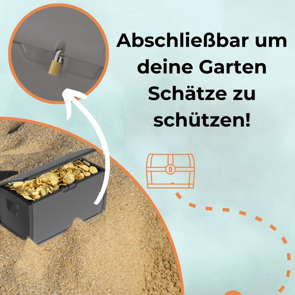 Gartenbox Auflagenbox Wasserdicht Box für Gartenauflagen Aufbewahrungsbox Garten Kissenbox Outdoor XXL Gartentruhe Wetterfest mit Rollen 430 L grau