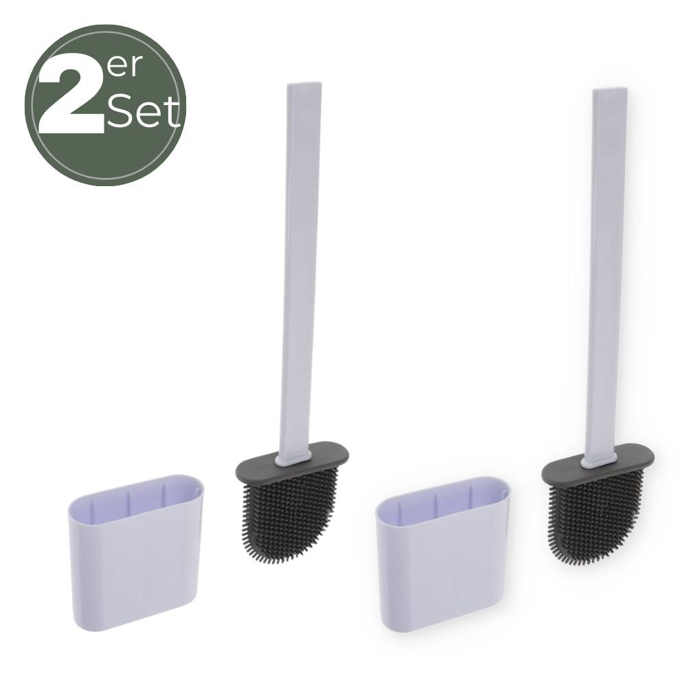 Klobürste Silikon weiß 2x Set Wandmontage Silikon Toilettenbürste WC Bürste Klobürstenhalter ohne bohren WC Bürstengarnitur WC Bürsten & Halter