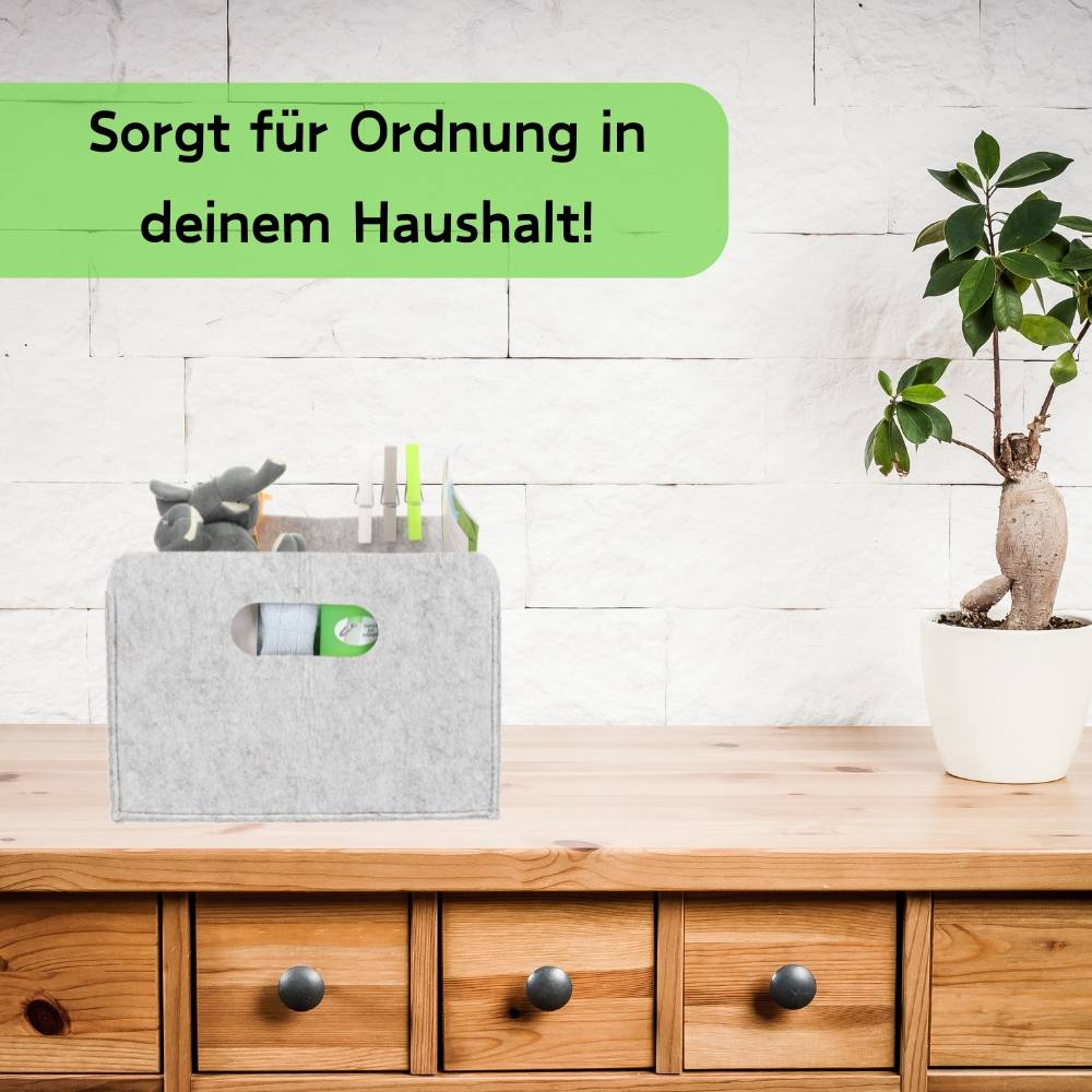 2x Aufbewahrungsbox faltbar Stoff Aufbewahrungskorb faltbar Schrank Organizer Filzkorb Aufbewahrung faltbare Stoffbox klein 25x31x15 hellgrau
