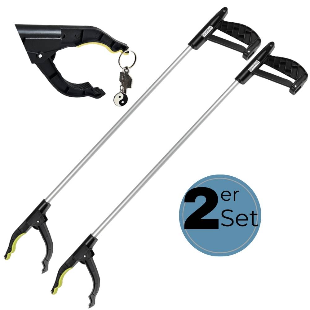 2x Greifzange Müllzange Müllgreifer Greifer für Senioren Müllzange Kinder Greifzange für Müll Müllsammler Aluminium Drehbar mit Magnet 2 Stück