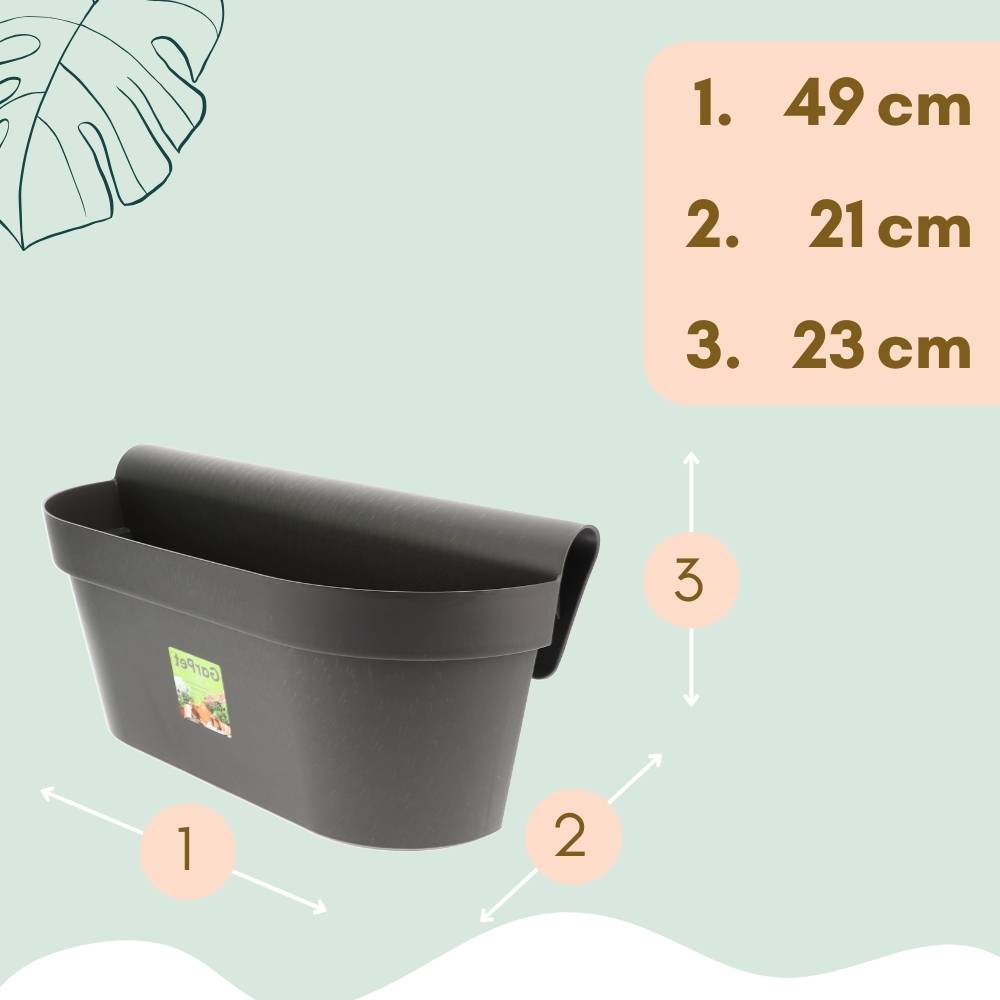 2x Geländerkasten Balkon mit Wasserspeicher Blumentopf Zaun Blumenkasten Geländer Balkontopf Balkonkasten Anthrazit